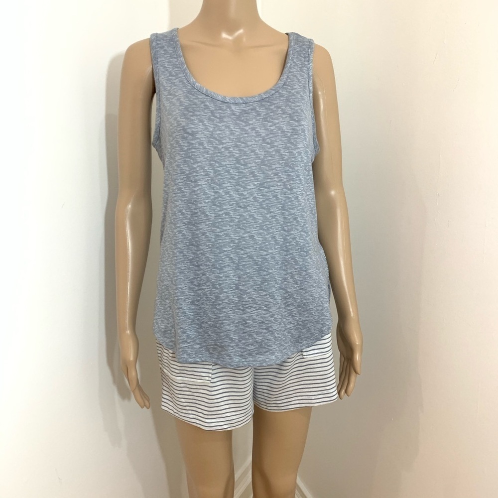 New Womens Jaclyn Intimates Gray Striped Pajamas PJs Set